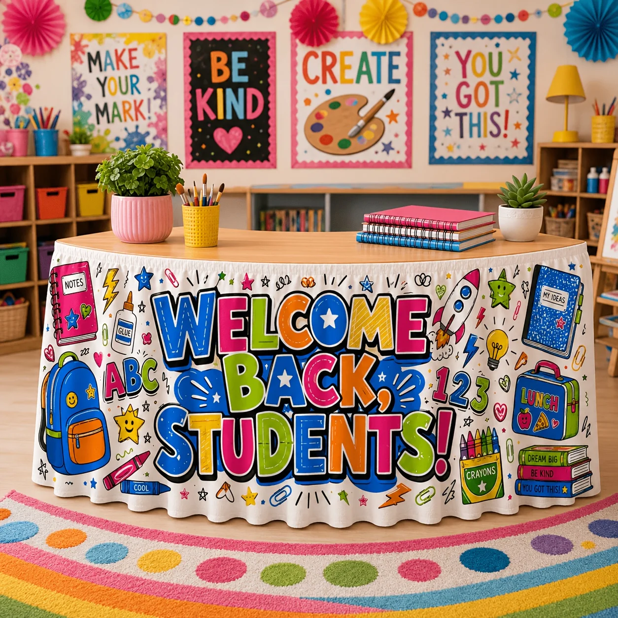 Suitable for school activities, classroom decoration, teacher's office, family study room, and school event polyester materials.