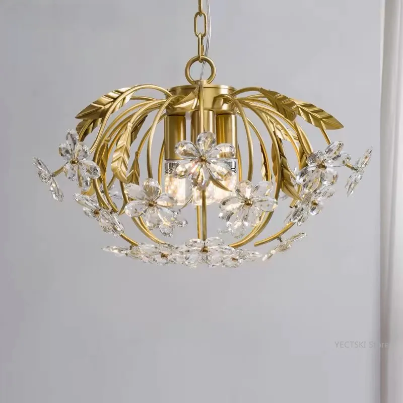 

Light luxury and minimalist pumpkin crystal flower pendant lamp, living room, dining room, bedroom, foyer, study, dressing room