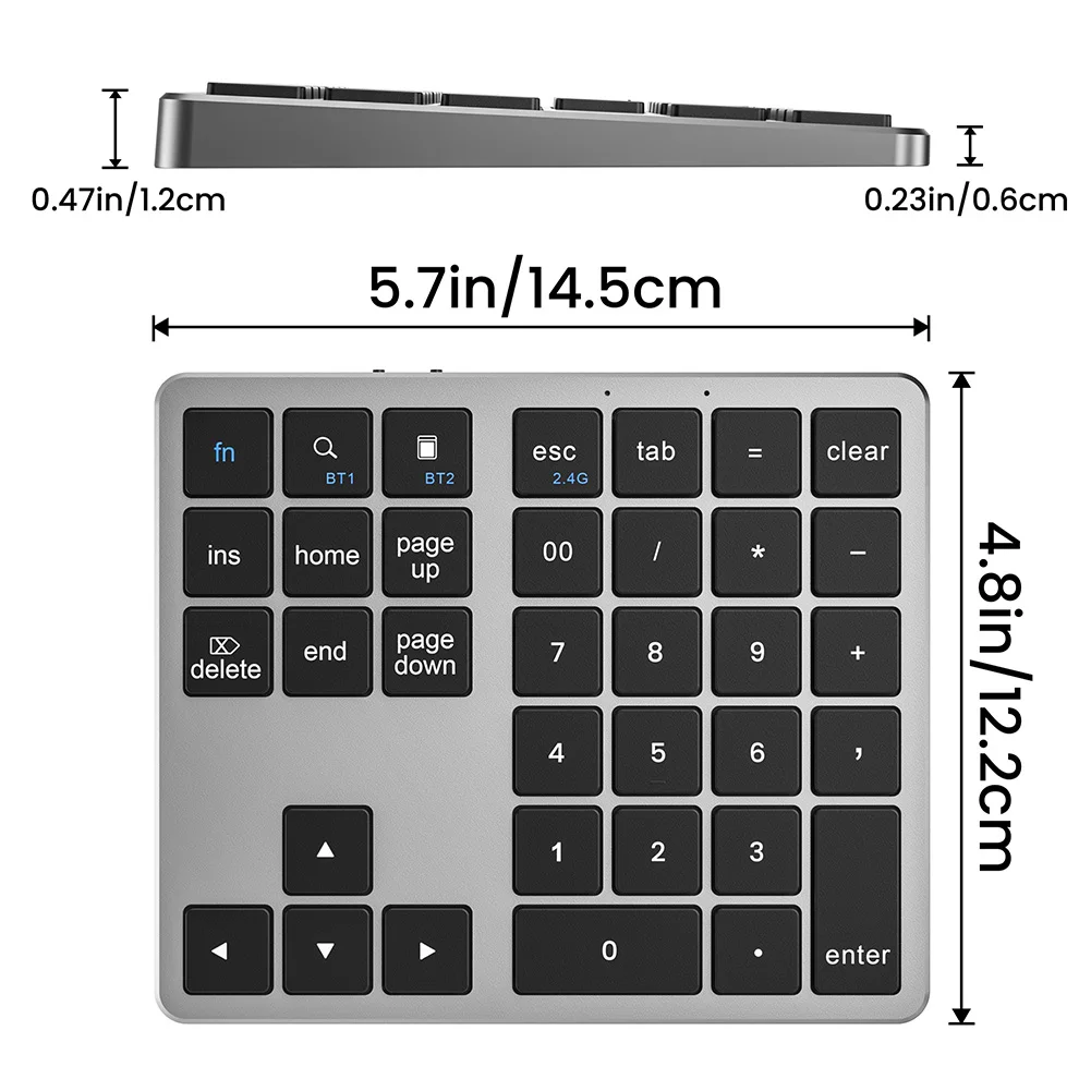2.4g bluetooth-compatível sem fio numpad usb recarregável 35 teclas teclado numérico ultra-fino teclado para macbook pro/air