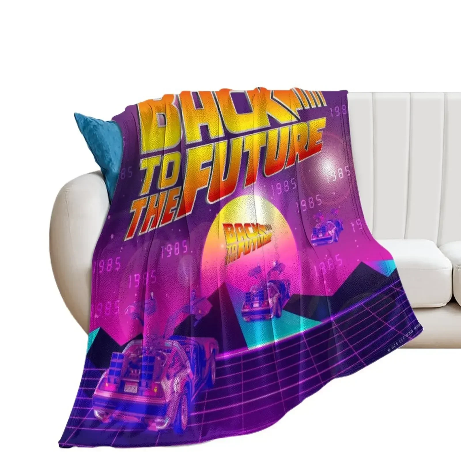 Back to the future, cool retro design with Delorean by Marty McFly, officially licensed fan art Throw Blanket Luxury St Blankets