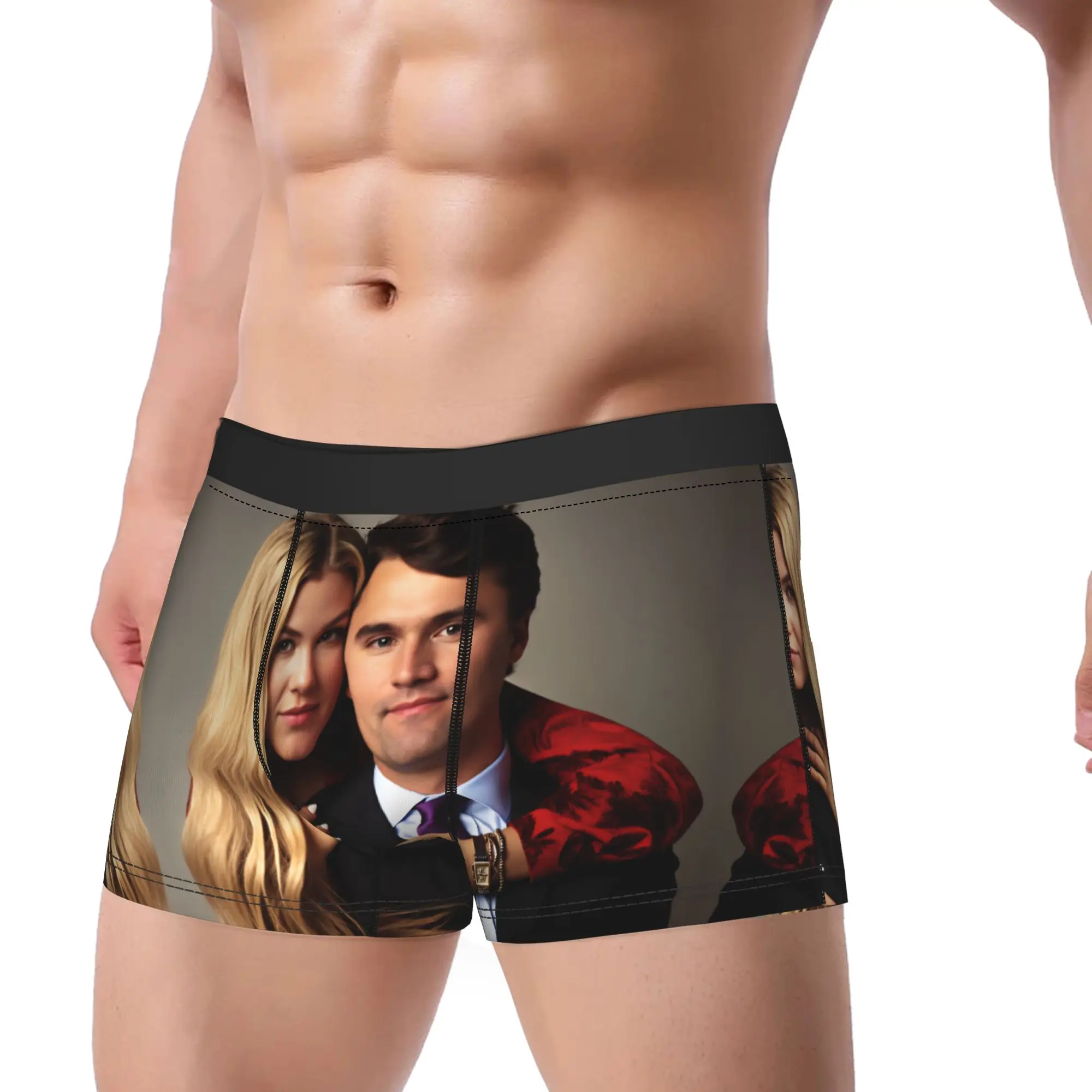 Charlie Kirk With Wife Erika Kirk Underwear  Men Panties Custom Breathable Boxer Shorts High Quality Boxer Brief Big Size