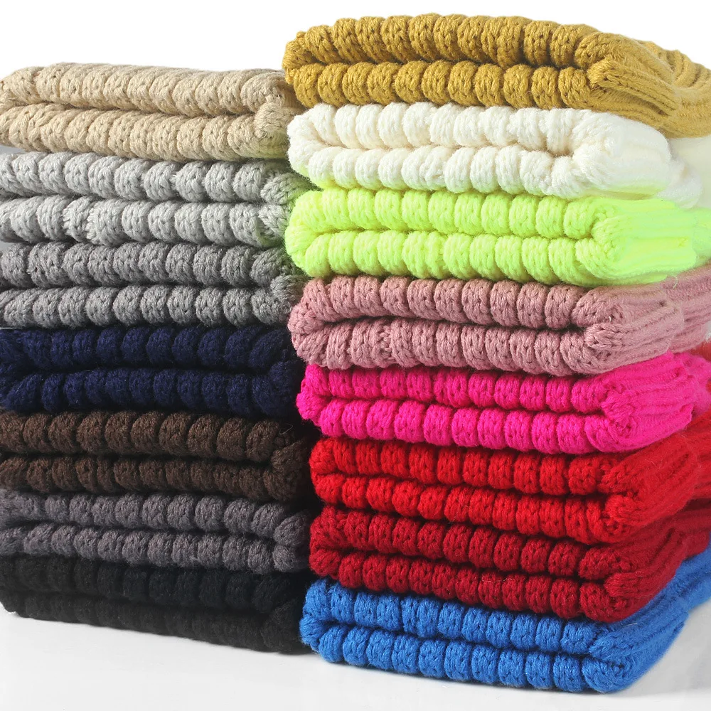 New Solid Colors Winter Women Knitted Hat Hip Hop Bonnet Skullies Beanies Kpop Style Wool Beanie Cap