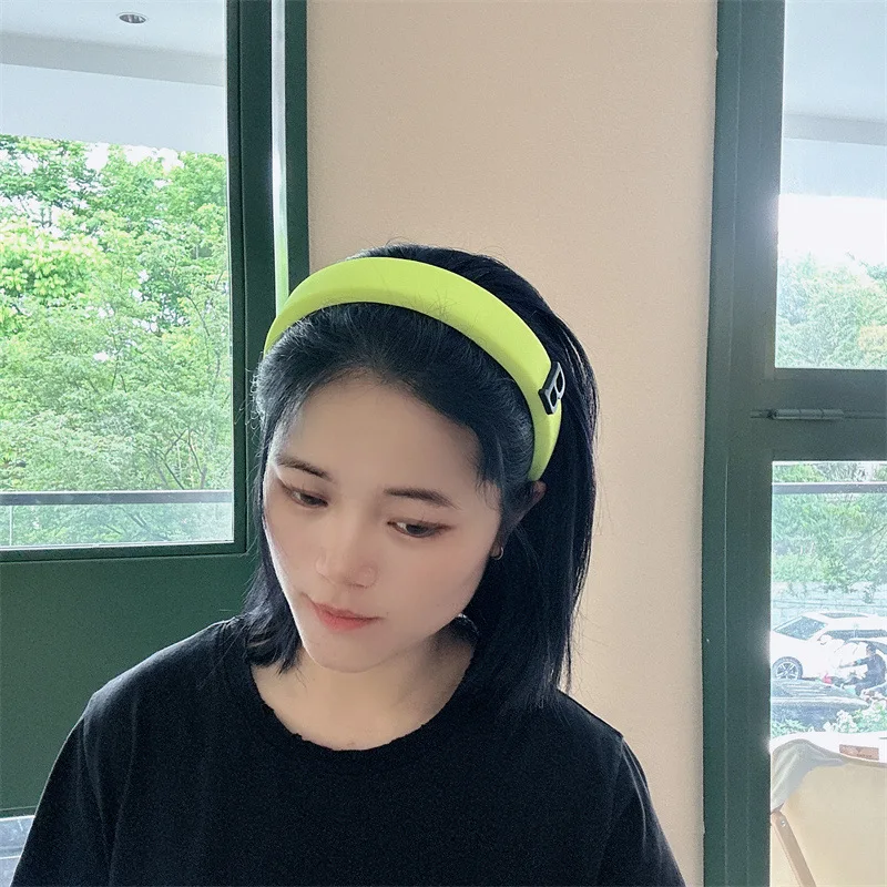 Fluorescent Color Letter B Hairband Wide Headband  Candy Color Sponge Headwear Hair Accessories Korean Fashion Stylish for Women