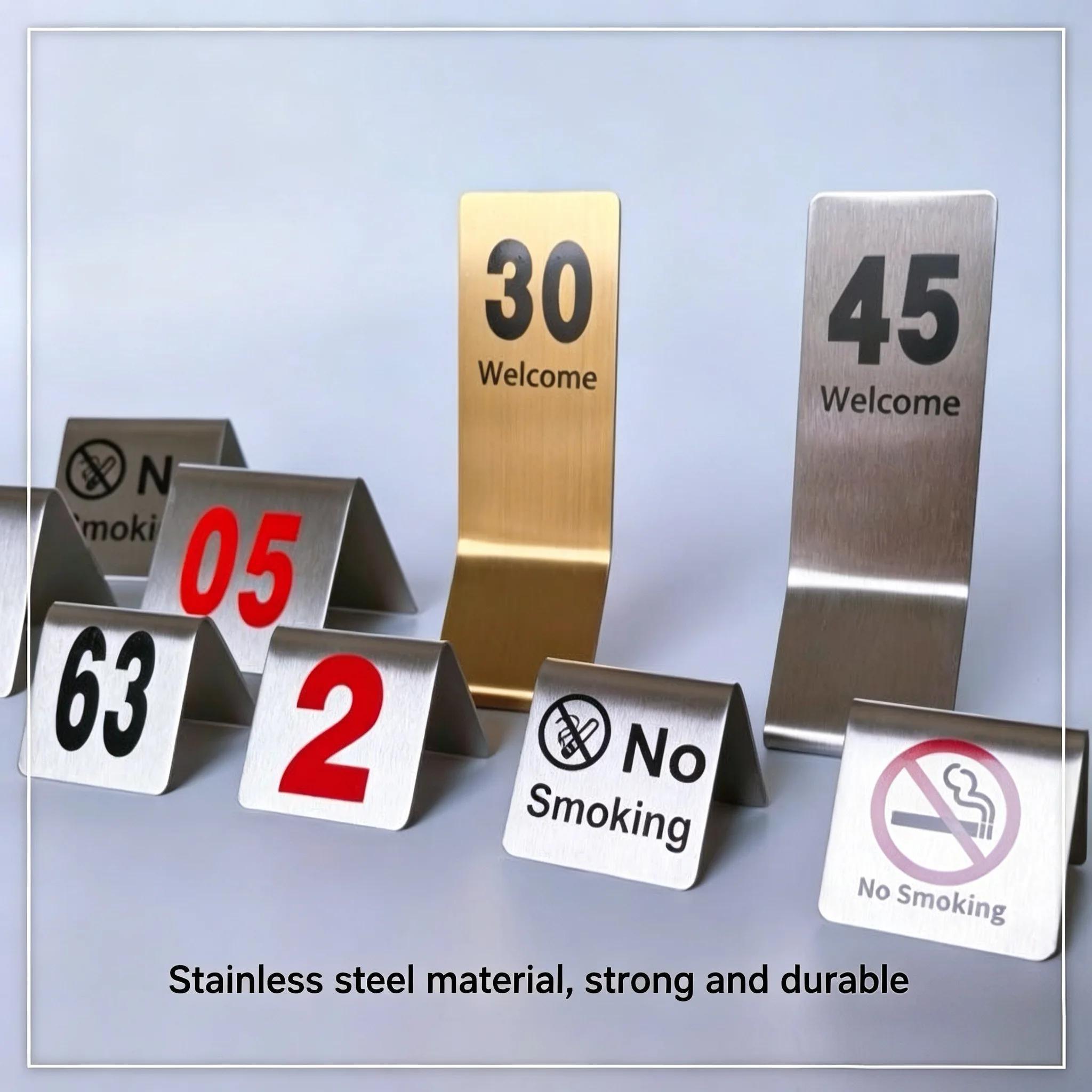 5 Pieces Restaurant Stainless Steel Table Number Card Holder Decorative Metal Wedding Table Number Stand Place Card Holder