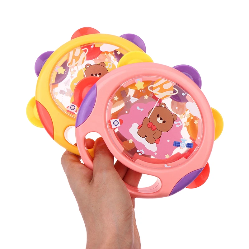 15.5*14cm 아기 악기 휴대용 드럼 몬테소리 장난감 유아를위한 딸랑이 대화 형 음악 교육 어린이 장난감