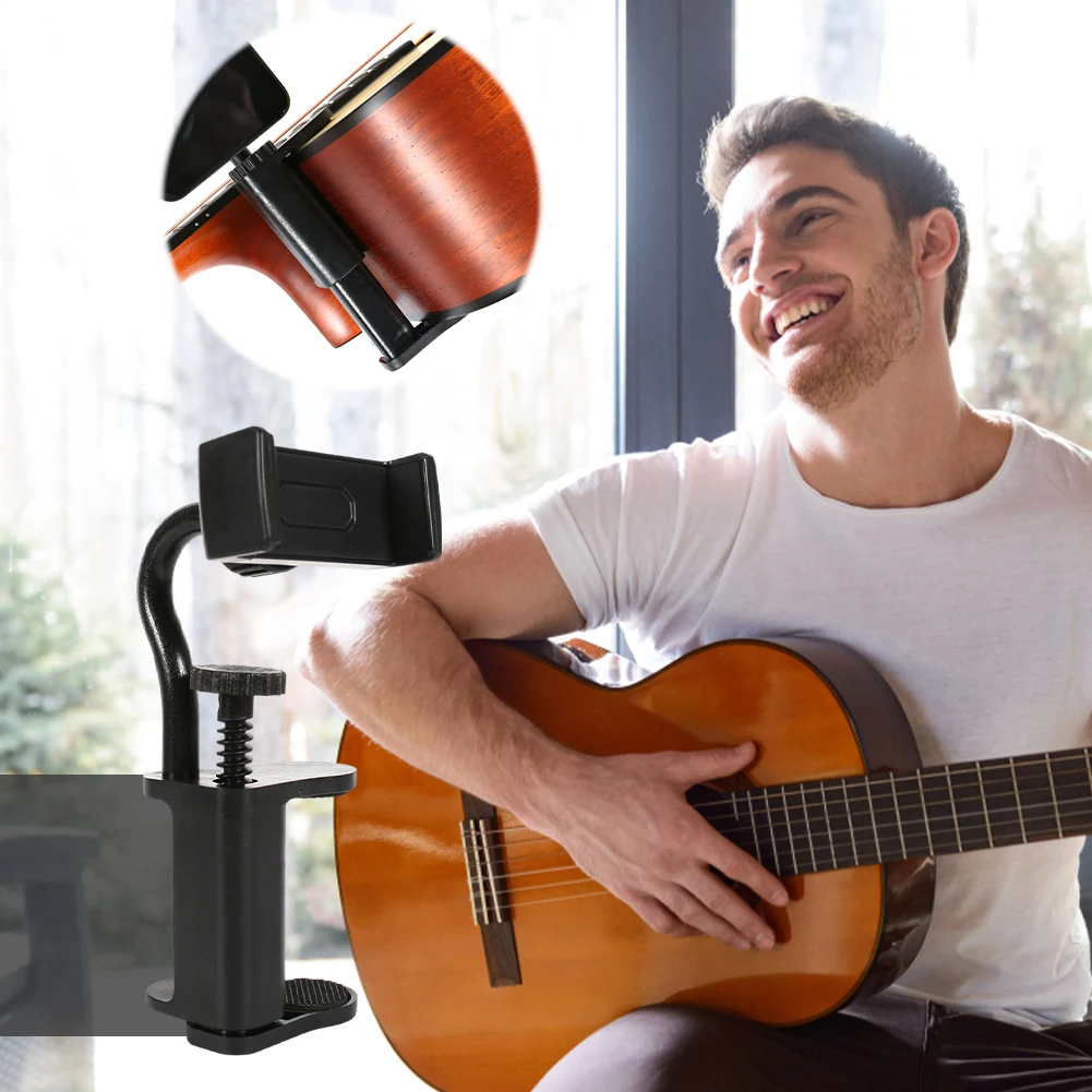 Adjustable Phone Support Hands-Free Thick Guitar Cellphone Mount Multi-Purpose Guitar Camera Clamp For Digital Sheet Music
