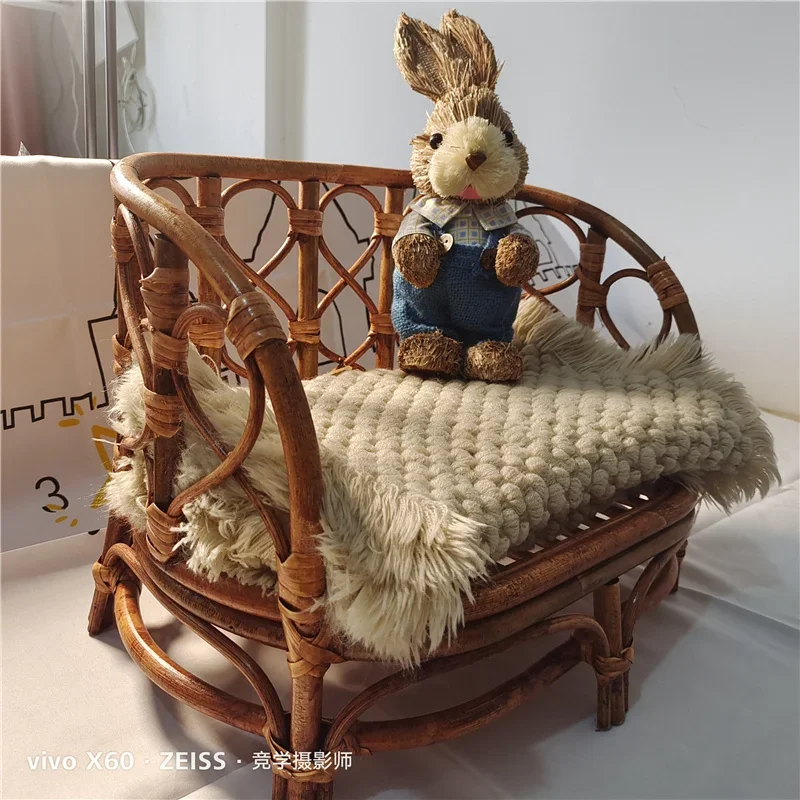 Newborn Photography Props Rattan Products Baby Retro Hand Woven Baby Basket Studio Photo Sofa Chair Bed Photo Studio Accessories