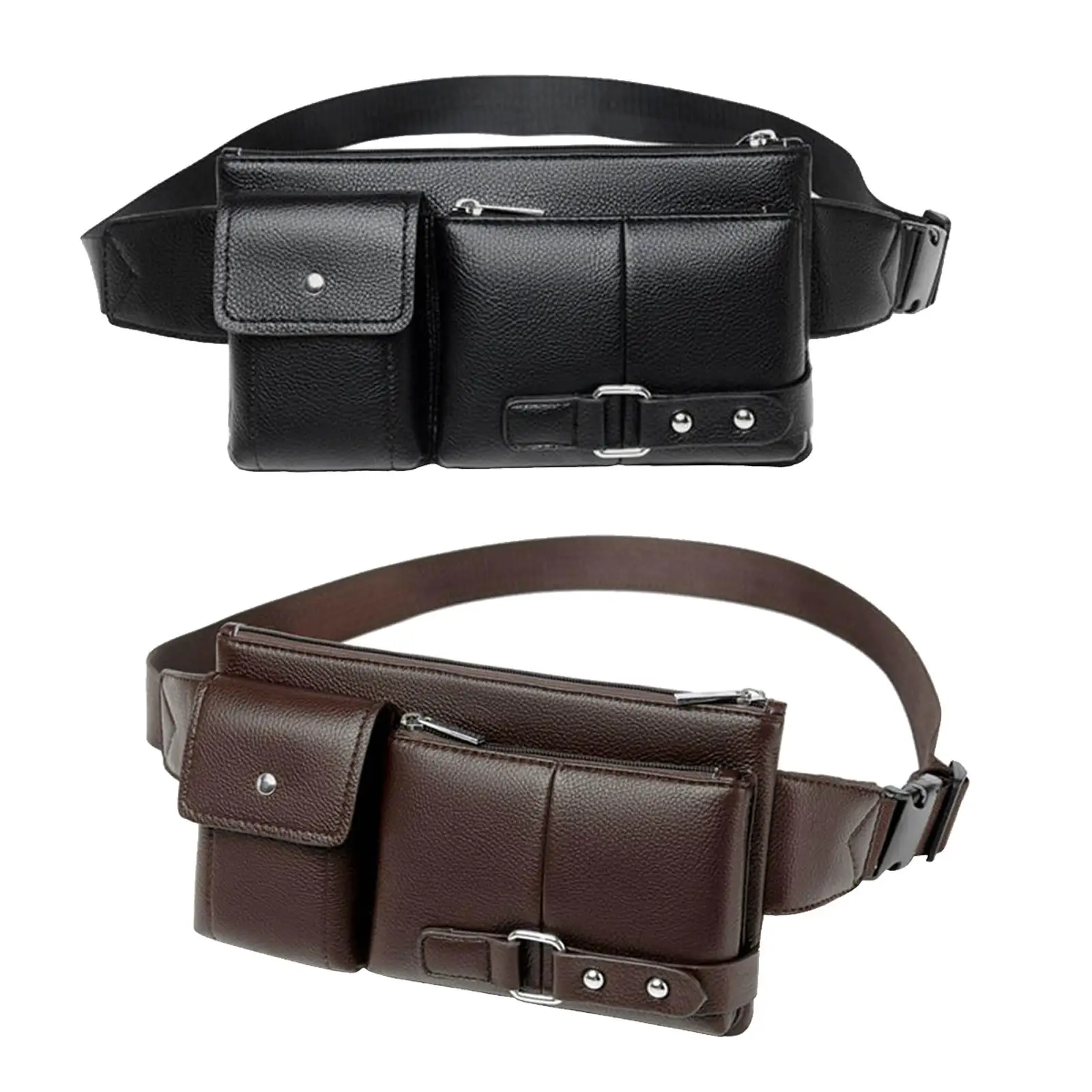 PU Leather Waist Fanny Pack Casual Jogging  Purse Hip Bag