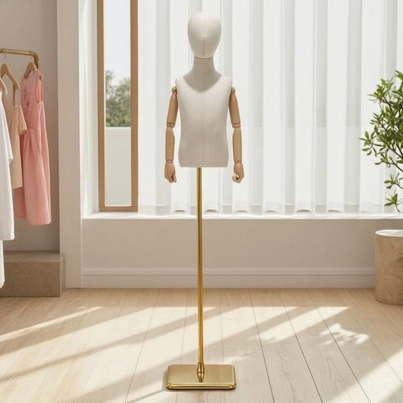 Child Dress Form Stable Child Mannequin Torso Dress Form with Wooden Arms Sturdy Clothing Display Model Poseable for Boutiques