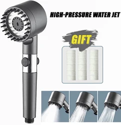 New Black High Pressure Filter Shower Rain Shower 3 Modes Adjustable Booster Filter with Hose Bathroom Accessory Set