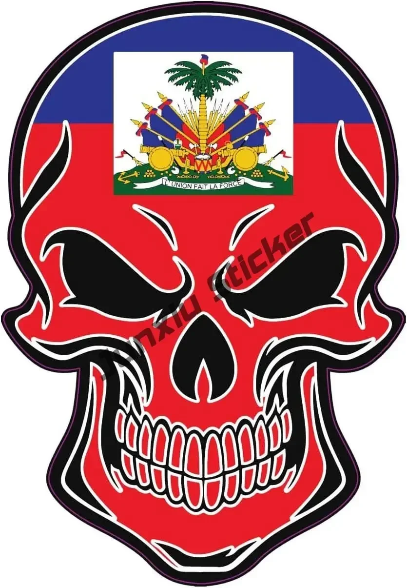 الإبداعية العلم ملصقات الجمجمة مضحك الجمجمة مع أعلام إيطاليا بورتوريكو العلم الجمجمة العلم الألماني سيارة صائق الكرتون اكسسوارات السيارات #3