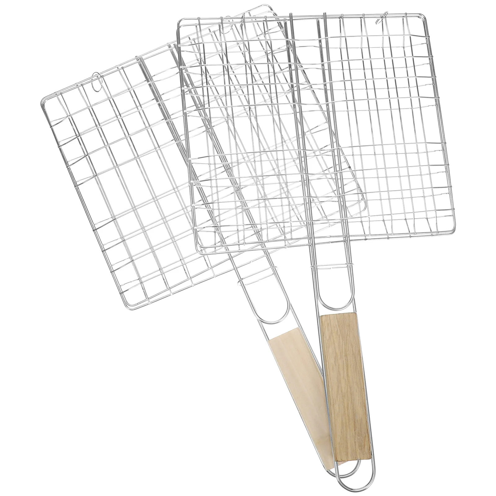 2pcs Stainless Steel Barbecue Net Foldable Square Grill Grid For Outdoor Bbq Picnic Easy Clean Heat Resistant Bbq Supplies