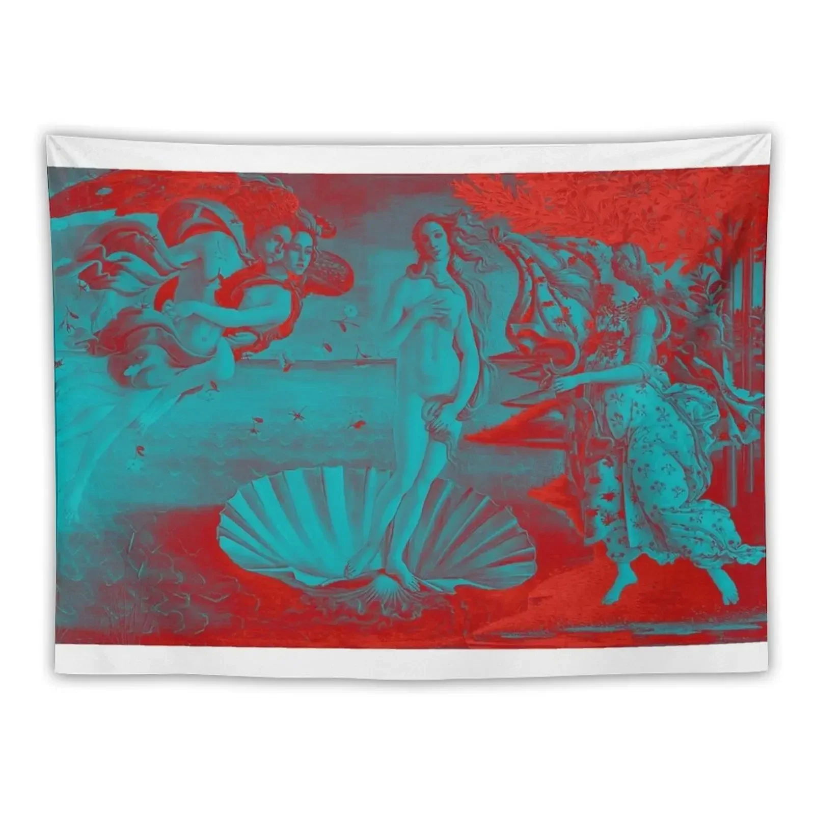 The Birth of Venus - Botticelli Red Contrast pop Tapestry Room Decor For Girls Decorative Wall Decorative Wall Mural Tapestry