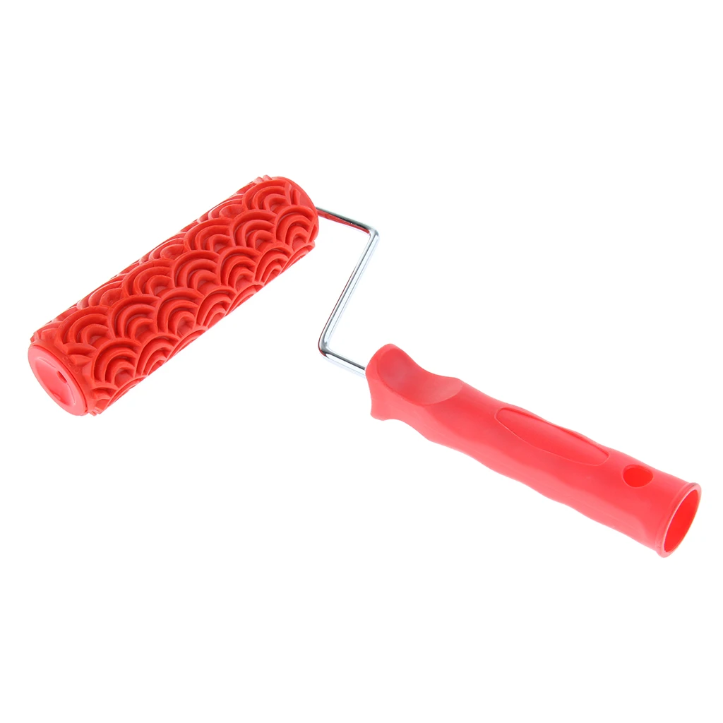 7"INCH Embossed Scale Grain Pattern Painting Roller With Handle Wall Decor