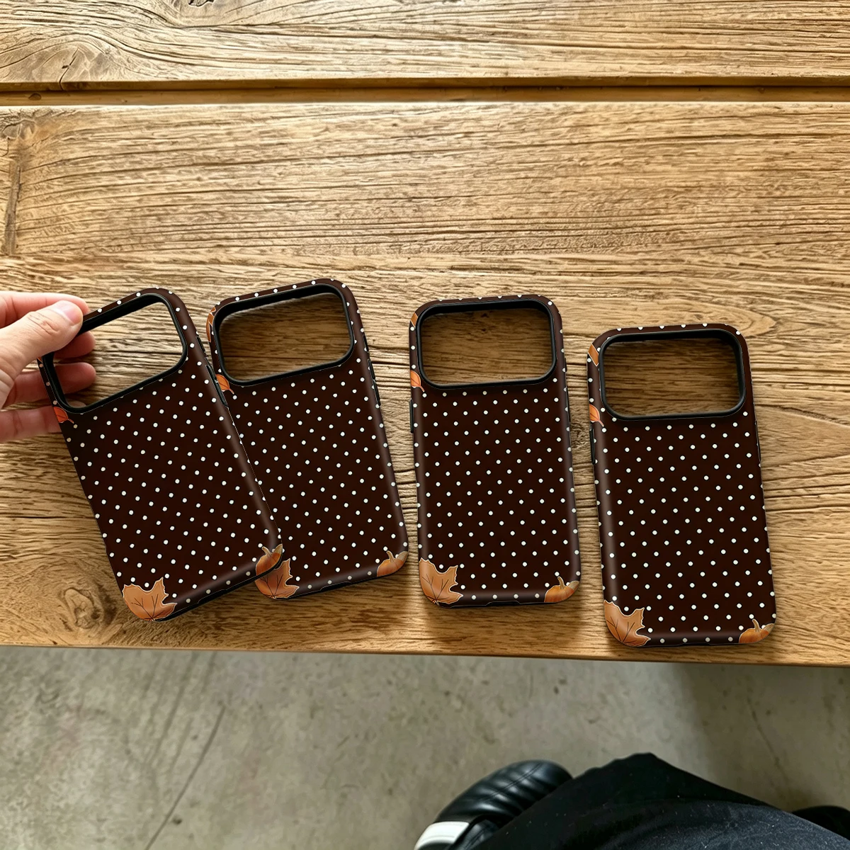 Brown Dots Autumn Pumpkin Hard Shock-Absorption Phone Case For Samsung Galaxy S26 S25 Ultra S24 S23 Plus 2-in-1 Protective Cover
