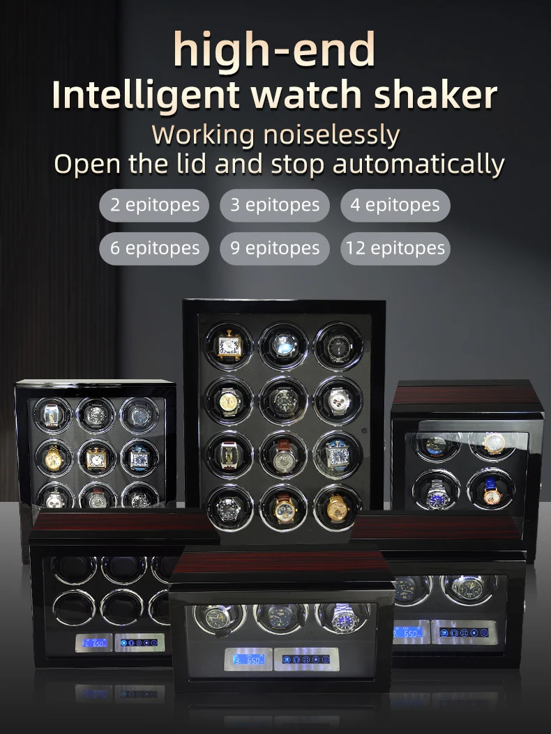 

HANBORO Luxury Wood Watch Winder High-End 12 24 Slots Automatic Watches Box With Mabuchi Mute Motor LCD Touch Screen