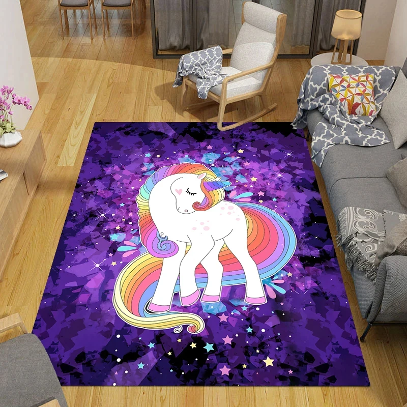 

Cartoon Child Unicorn Carpets for Living Room Bedroom Cafe Area Rug Soft Mat Kids Room Play Crawling Floor Mats Home Decorations