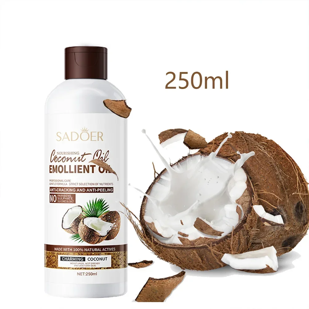 

250ml Coconut Oil Face Massage Oil Sooth Dry Skin Lighten Fine Lines Nourishes Hair Removes Frizz Hair Care Firming Body Oil