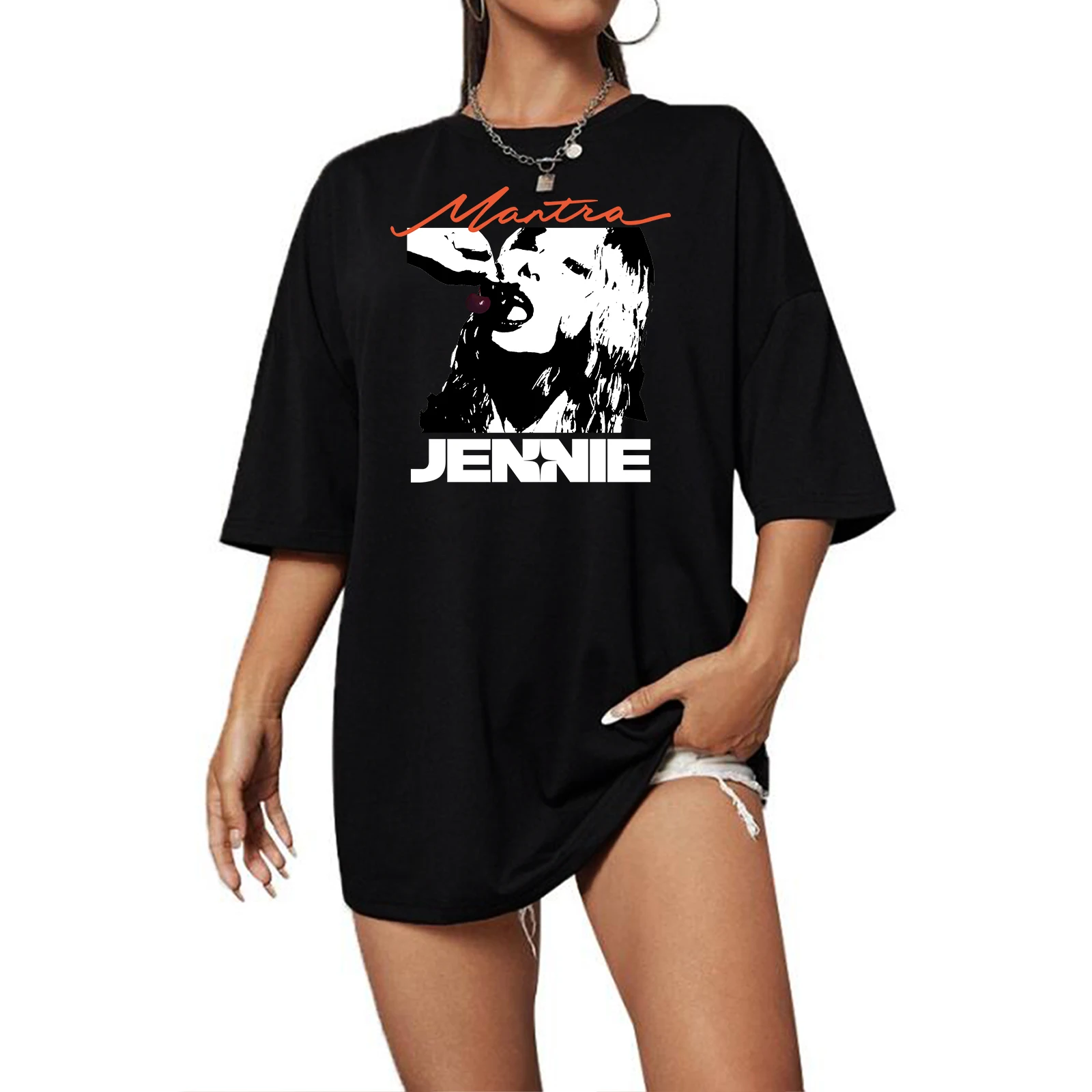 Jennie Mantra Extra Large T-shirt O-Neck Short Sleeve Fashion Oversize Shirts