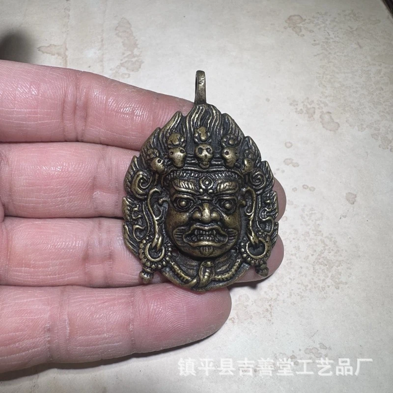 Tibetan- pendant, Bhumi Mahavairocana, vintage distressed craft, antique bronze color, ethnic style, Black Heaven accessory