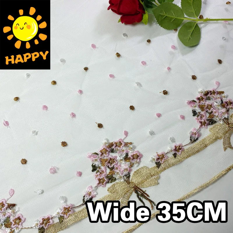 

3 Yards/Luxury Colorful Lace Fabric Embroidery Trim Lace Neckline Fabric For Dress DIY Sewing Accessories Wide 35CM