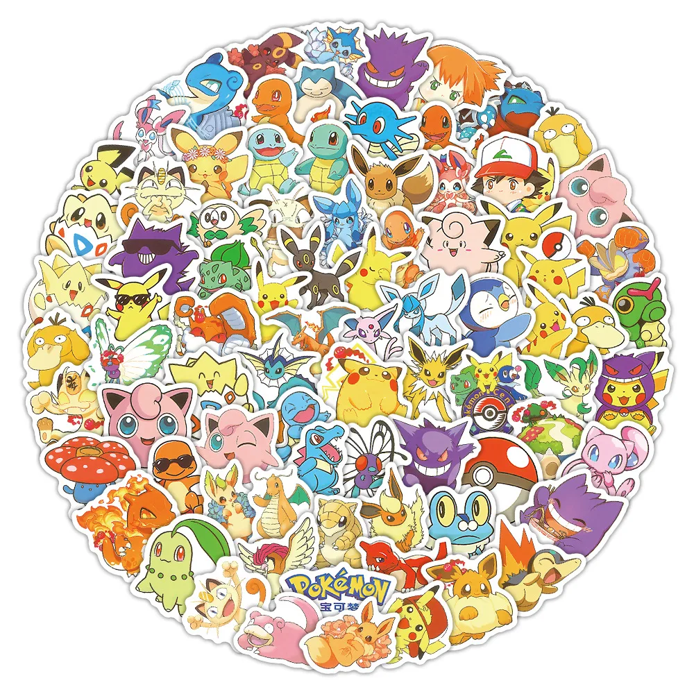 103개 귀여운 포켓몬 애니메이션 스티커 장식 DIY 전화기 노트북 여행가방 냉장고 그래피티 만화 스티커