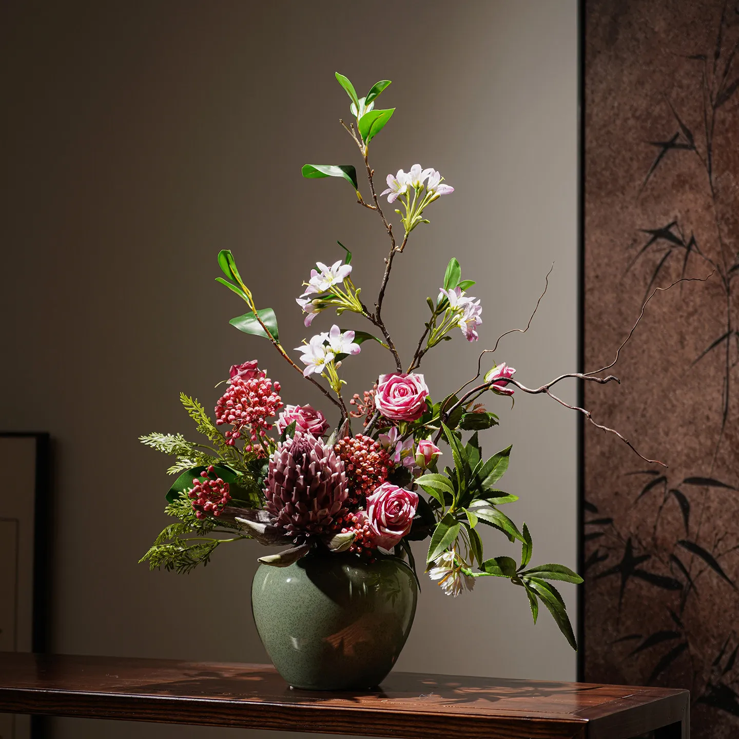 YFY hotel large-scale high-end bionic flower decoration, living room ornament, high-end atmospheric ceramic vase