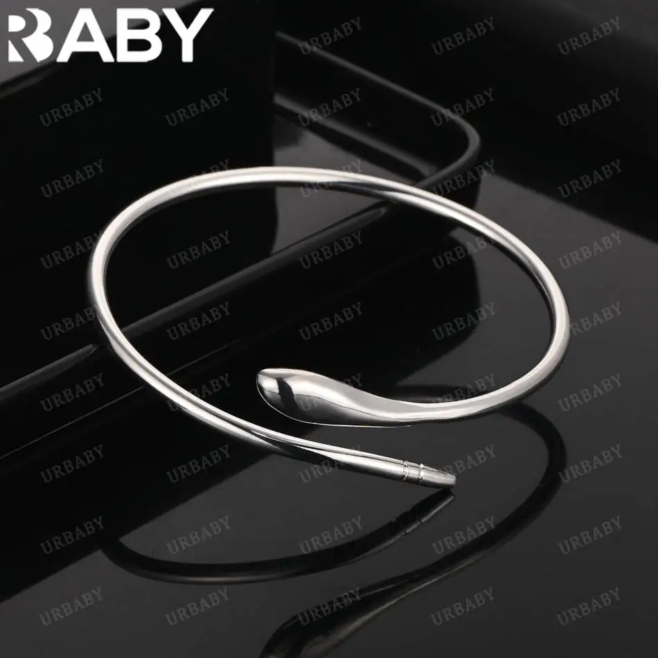 

URBABY 925 Sterling Silver Design Snake Bangle For Women Charm Trend Birthday Gifts Fashion Party Fine Jewelry