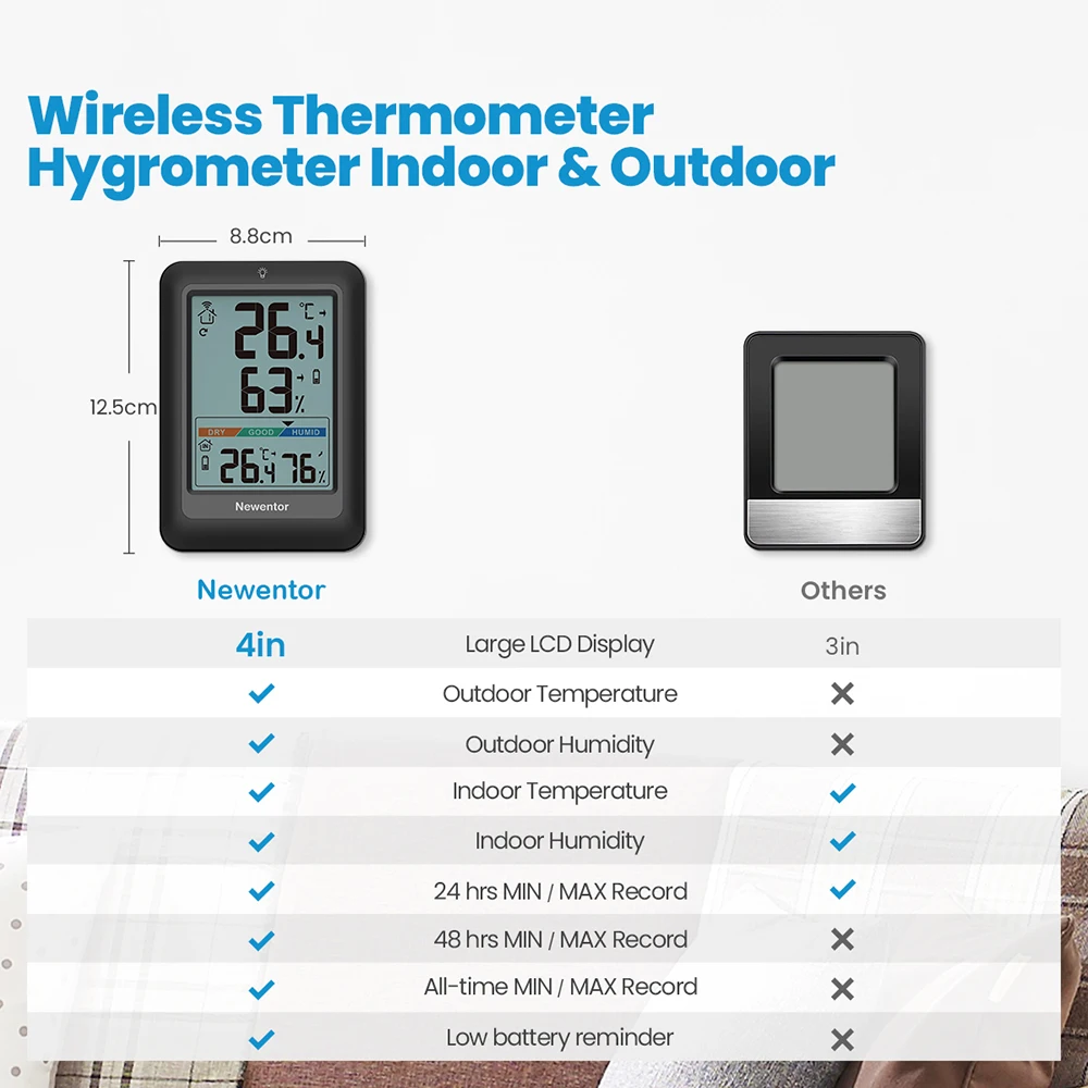 LCD termometro digitale temperatura umidità casa Indoor Outdoor igrometro termometro stazione meteorologica con orologio