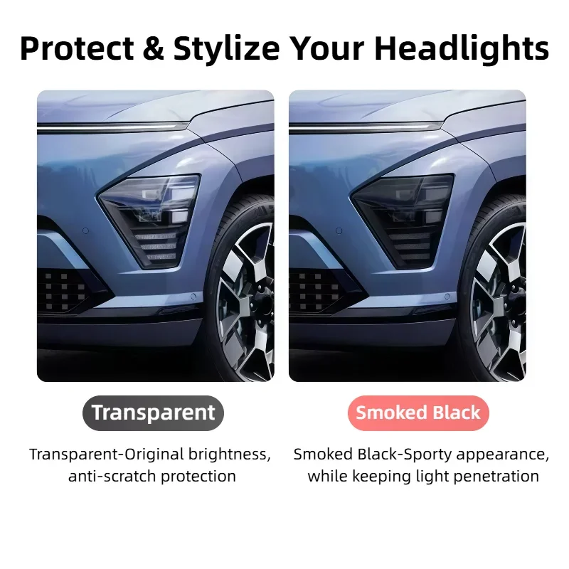 Pre‑Cut TPU Headlight Protective Film Clear Anti‑Scratch Head Lamp Tint Sticker For Hyundai Kona 2024‑2026 Car Accessories