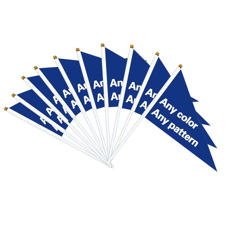 10pcs Custom Triangle Waving Flag, 2 Shapes Triangle,  Advertising Polyester Handheld Flag with Plastic Pole, for Business Decor
