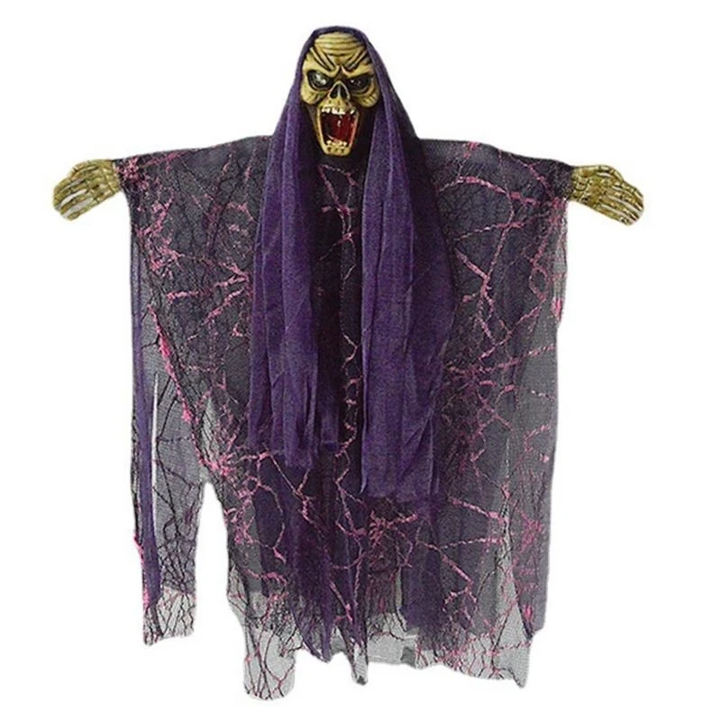 Y4QA Halloween Decor Mask Hanging Voice Control Light Emitting Horror