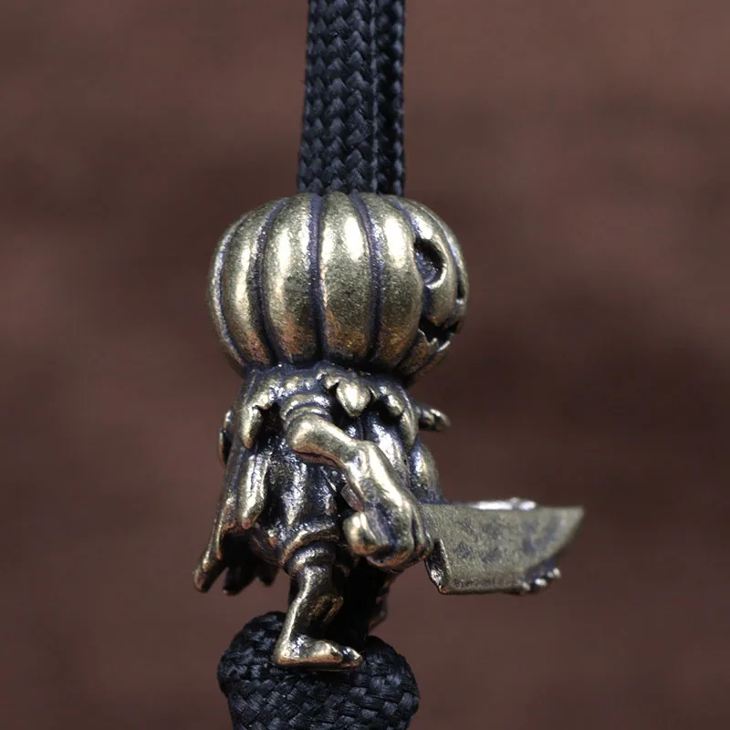 Pumpkin Demon Brass Knife Beads Halloween EDC DIY Paracord Woven Lanyard Pendants Bracelets Charms Jewelry Hangings Accessories