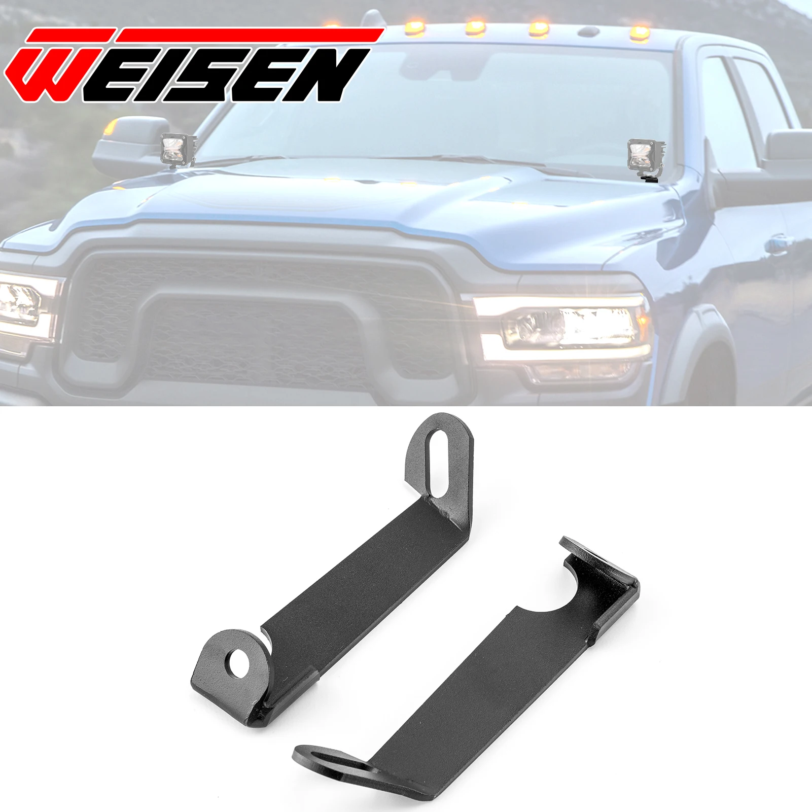 

Hood Ditch Light Mount / Bracket Fit Auxiliary Off Road LED Pod Light / Work Light for 2019-2024 5th Gen Dodge Ram 2500 3500
