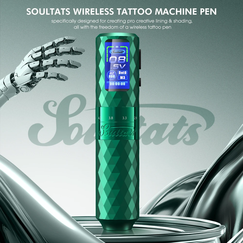 

Soultats Wireless Cartridge Tattoo Machine Pen Wireless Tattoo Gun with Adjustable Strokes 2.5-4.8mm for Cartridge Tattoo Needle