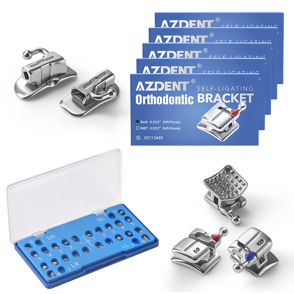 5 Boxen AZDENT Dental Orthodontic Self Ligating Bracket Braces Monoblock Base mit 1st Molar Buccal Tubes MBT/ROTH 022 Hooks 345 – Detail 1