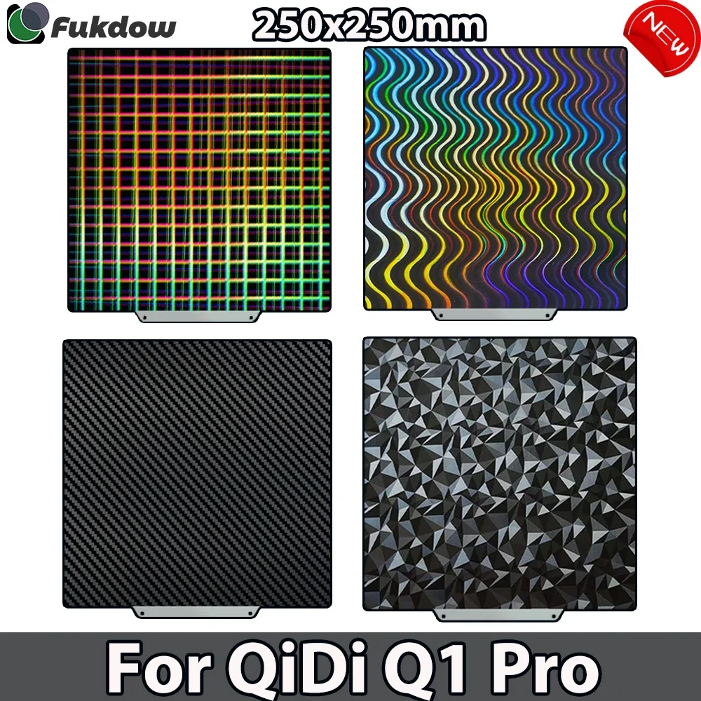 

For QIDI Q1 Pro Build Plate 3D Printer Accessories Heat Bed Double Side PEO PET PEI Powder Coated Spring Steel Sheet 250x250mm