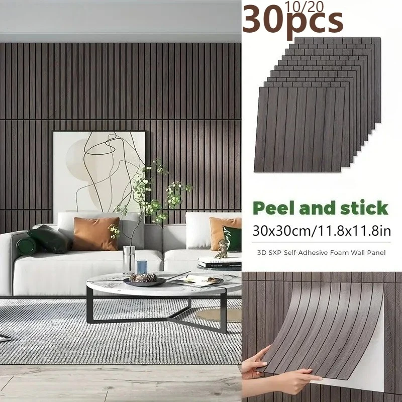 Self Adhesive Vinyl Waterproof Imitation Wood Grille Striped Wall Sticker for Living Room and Bedroom Wood Grain Wallpaper