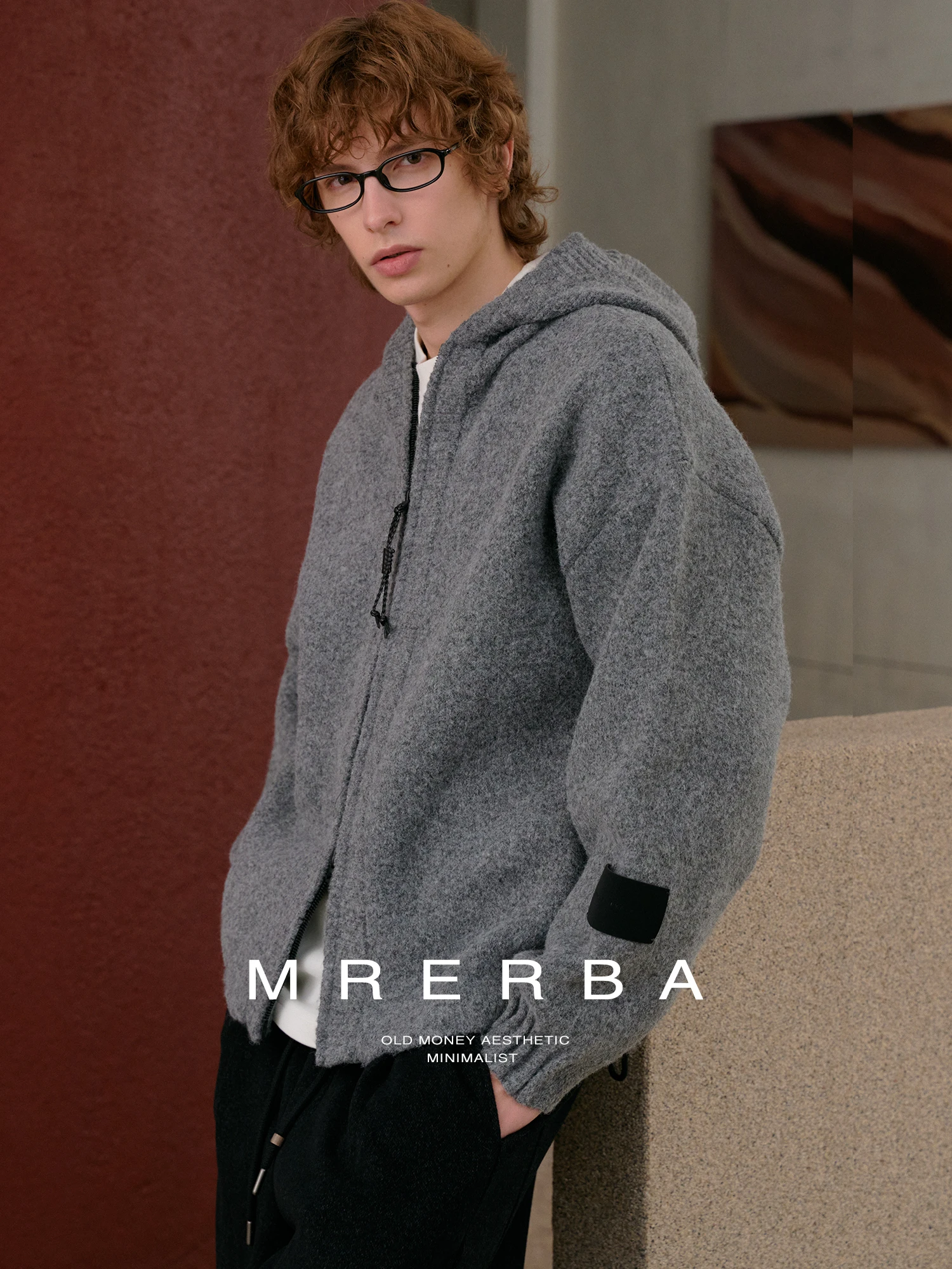 Heavyweight Wool Blend Hoodie Zipper Placket Adjustable Cuff Loose Men's Autumn Winter Casual Jacket Comfortable Knitted Fabric