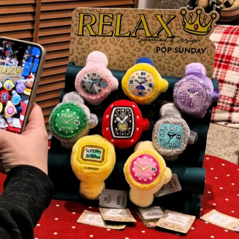 【In Stock】Genuine Pop Sunday Relax Plush Watch Blind Box Mystery Box Kawaii Wearable Fluffy Luxury Watch Toys Trendy Gift FS view 2