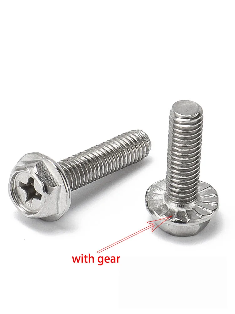 304 Stainless Steel Hex Flange Phillips Bolt Metric External Hex Screw M3 M4M5 M6M8 Length 6 To 60mm Anti Rust Assembly Fastener