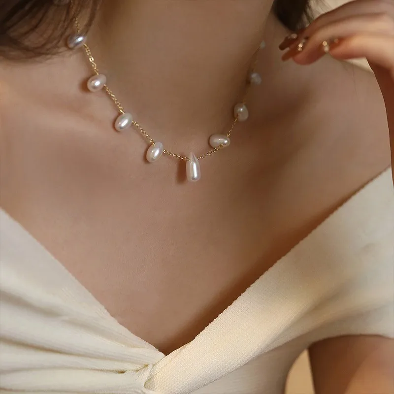 New Arrival Trendy 100% Natural Freshwater Pearl 14K Gold Filled Female Chains Necklace Jewelry For Women New Year Gifts