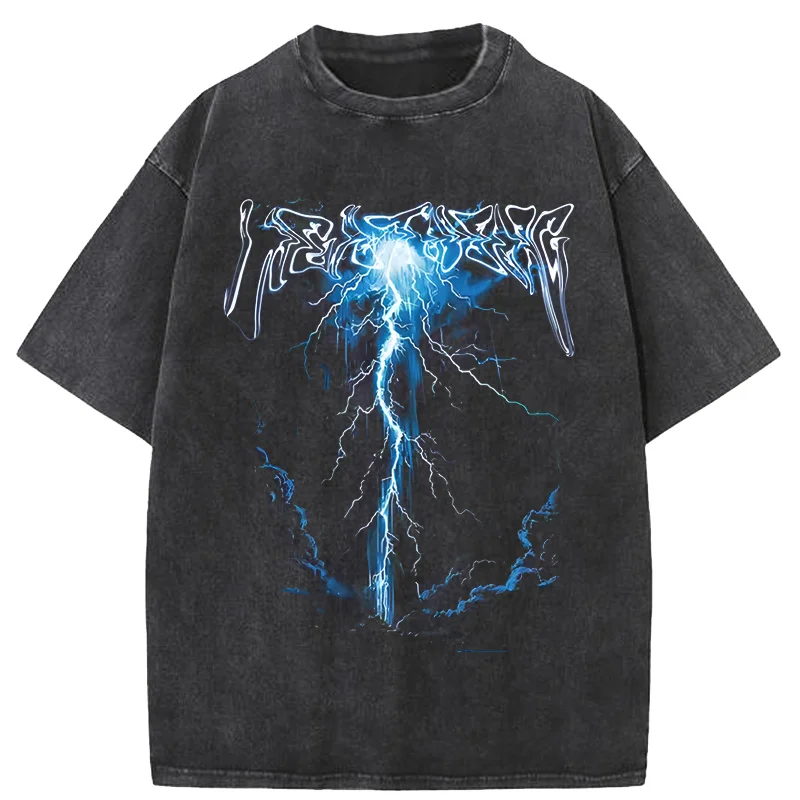Thunder Men T Shirt Hip Hop Streetwear  T-Shirt Harajuku Tshirts Summer Short Sleeve Casual Cotton Tops Tees