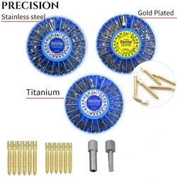 ANIUM OUS pur plaqué or, goupilles de canal radiculaire endodontique dentaire, vis conique, matériau en quartz, acier inoxydable, 120 pièces par boîte