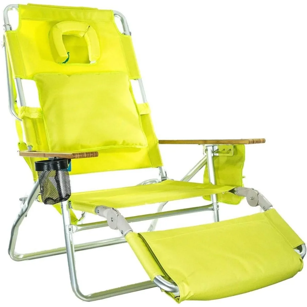 

Ostrich Deluxe Padded 3-in-1 Outdoor Lounger Reclining Beach Chair Set of 2 in Lime Green