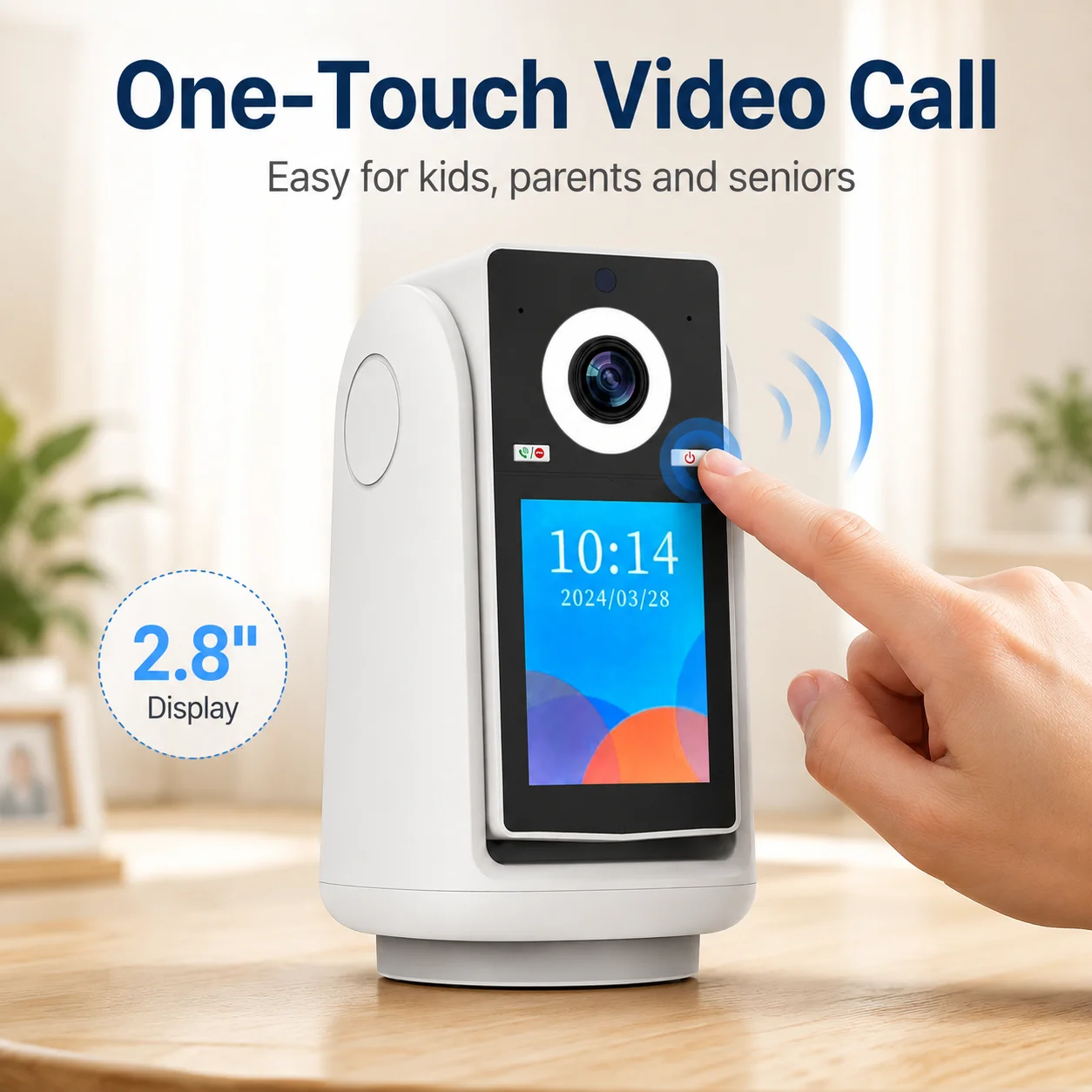 1080P Wi-Fi 2MP Indoor Security Camera Two-Way Audio PTZ with 2.8 Inch Screen One-Touch Video Call Auto Tracking Human Detection