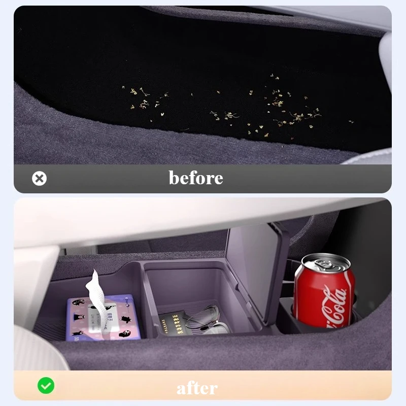 For Avatr 12 2024 Lower Center Console Storage Box Double Layer Multi-compartment Flexible Silicone Anti-slip Protective Liner