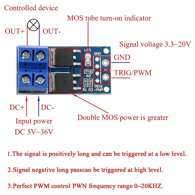 12 Stuks Dc 5V-36V 400W Mos Fet Trigger Board Pwm Aanpassing Elektronische Schakelaar Besturingskaart Motor Snelheidsregelaar