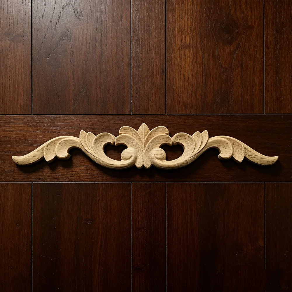 

10PCS Rectangle Carving Natural Wood Appliques Furniture Cabinet Unpainted Wooden Mouldings Decal Vintage Home Decor Decorative