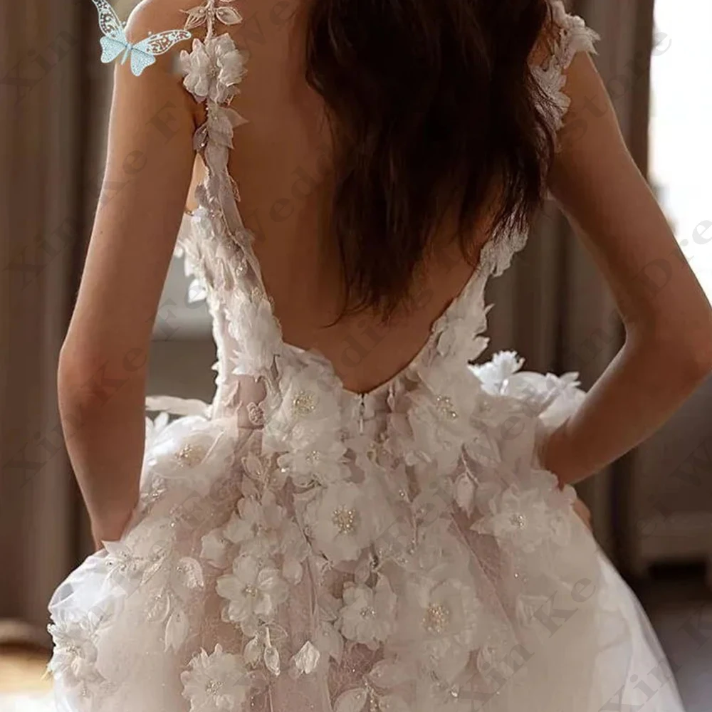 Vestido de novia romántico con Apliques de encaje sin mangas, escote Corazón, abertura alta, esponjoso, estilo princesa